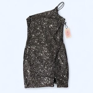 Sequin One-Shoulder Mini Dress